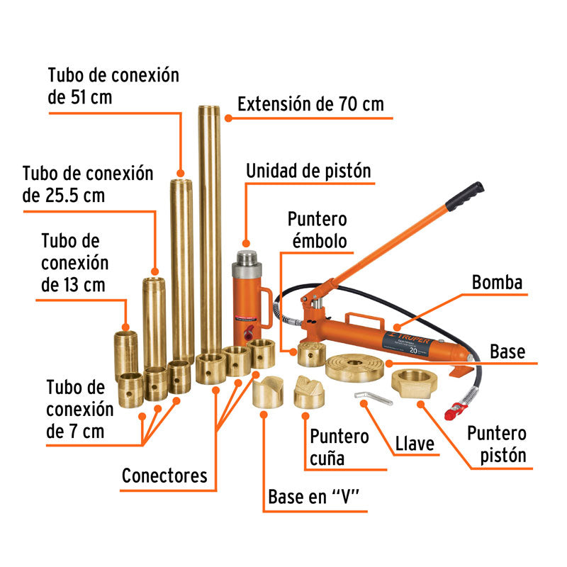 Porto power hidráulico de 20 toneladas, 14961 Truper PORPO20