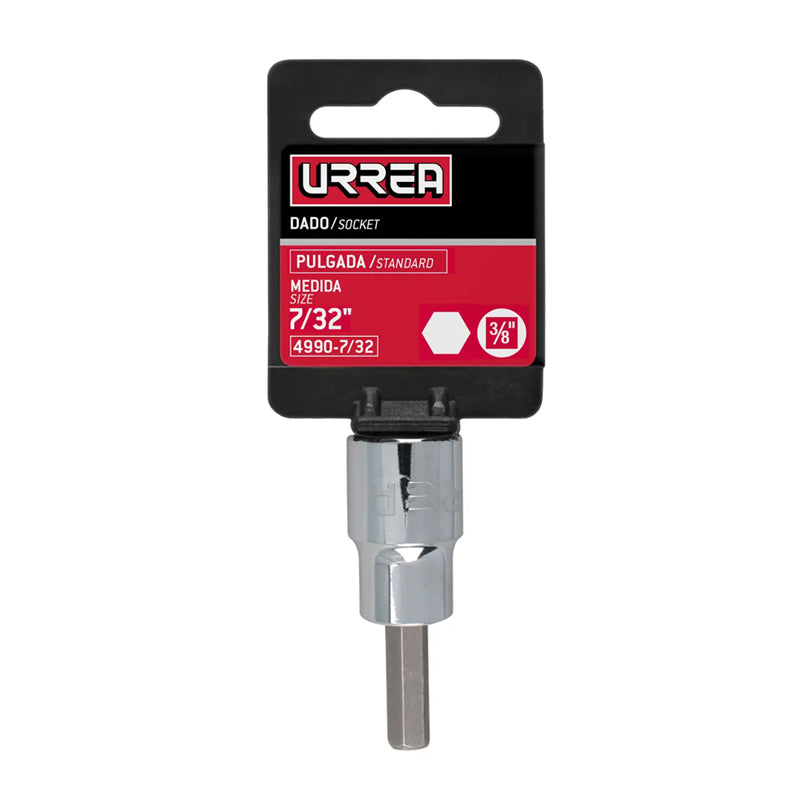 Dado con punta hexagonal cuadro de 3/8", en pulgadas, 7/32", 4990-7/32 Urrea
