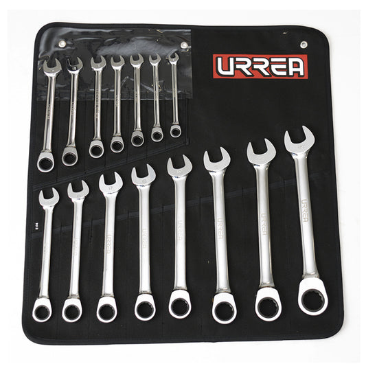 Juego de 15 llaves combinadas de matraca métricas, 1201MCM Urrea