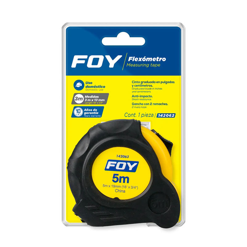 142062 flexometro anti-impacto 3 mt x 1/2" foy