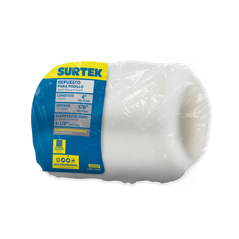 Repuesto de rodillo para pintar de poliéster de 4" x 3/4", 123357 Surtek