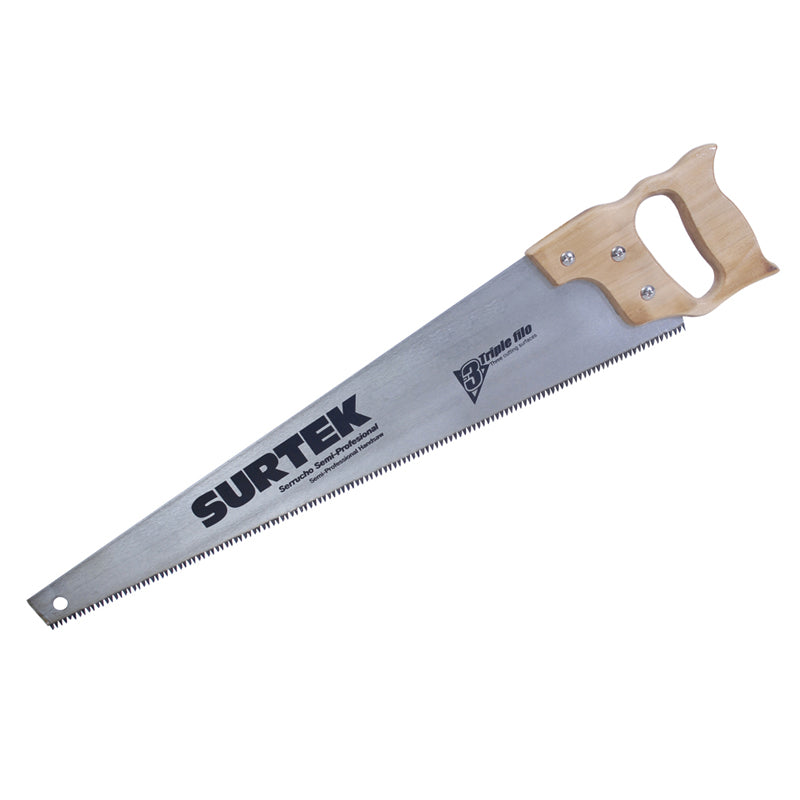 Serrucho de 3 filos de 18? con mango de madera, 120245 Surtek