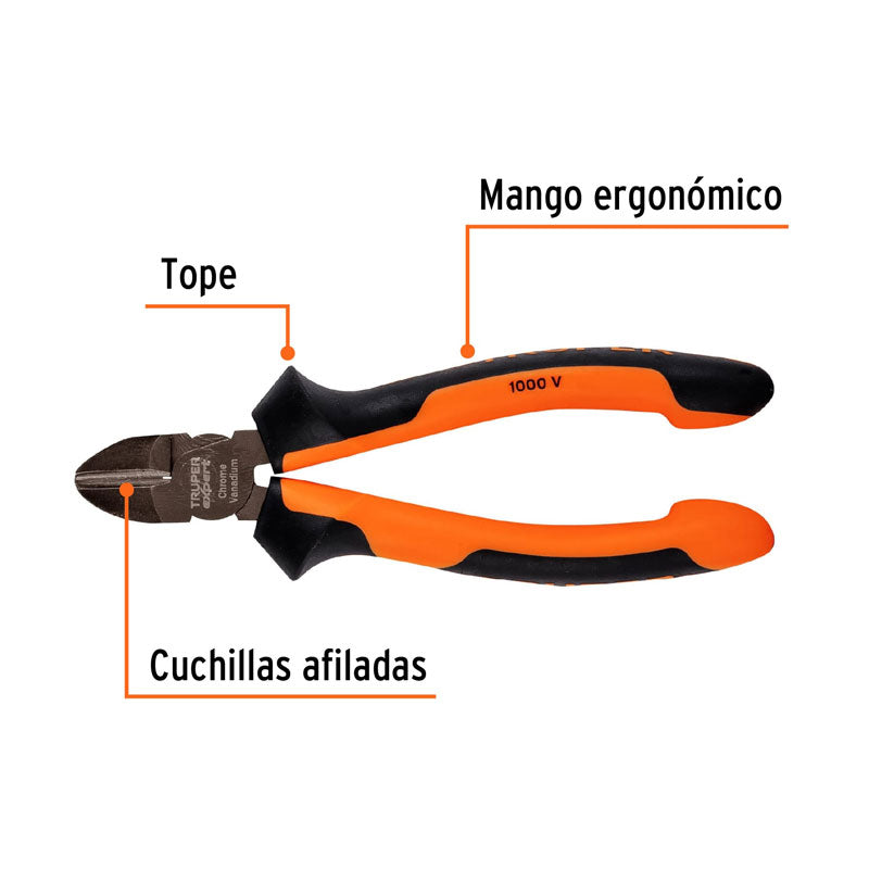Pinza corte diagonal de 6" alta palanca, Comfort Grip, 17331 Truper Expert T202 6X