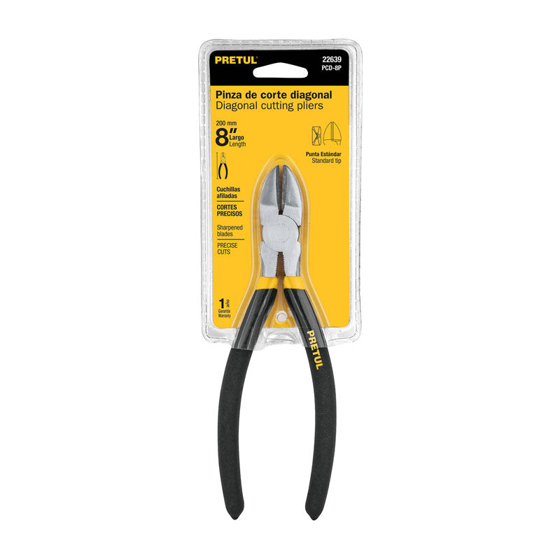 Pinza de corte diagonal de 8" con mango de PVC, 22639 Pretul PCD 8P