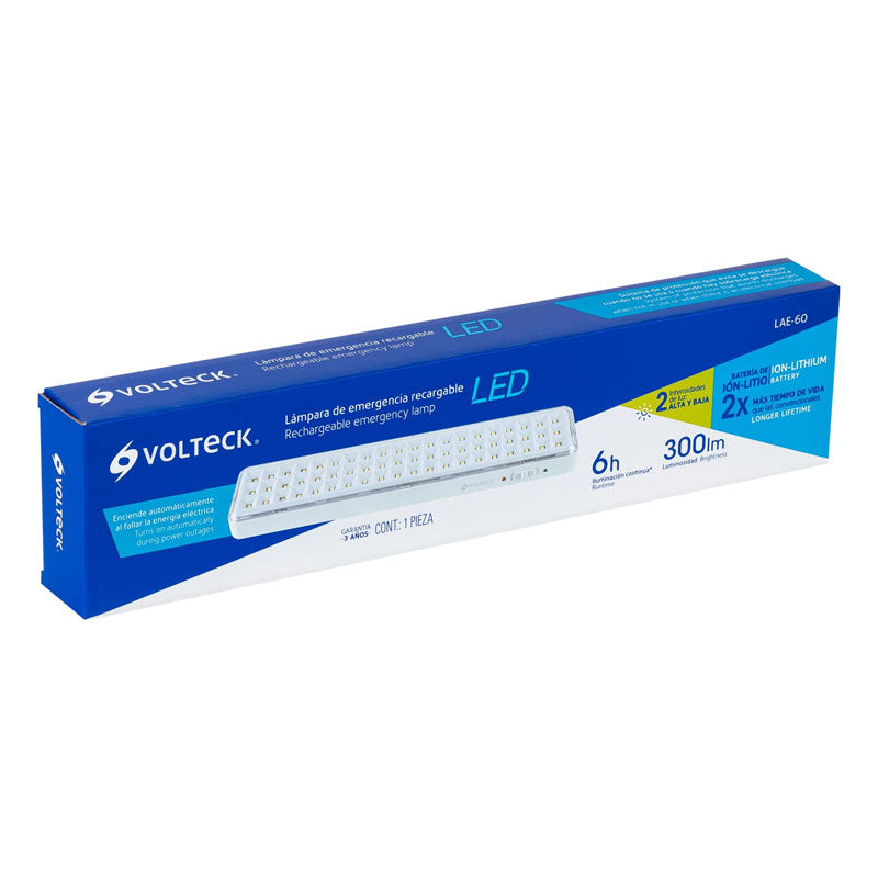 Lámpara de emergencia de 60 Leds de 300 lm, recargable, 43008 Volteck LAE 60