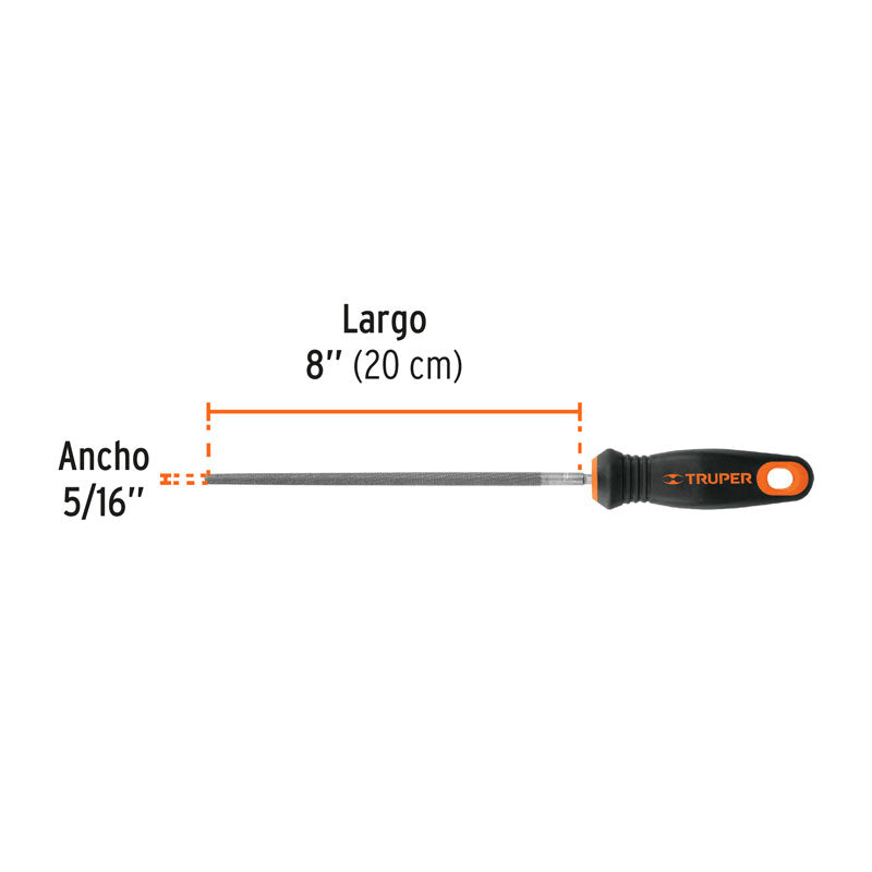 Lima redonda bastarda de 8" con mango doble inyección, 15316 Truper LRB 8T