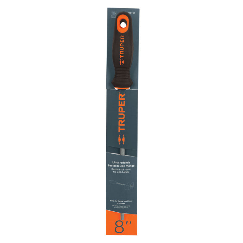 Lima redonda bastarda de 8" con mango doble inyección, 15316 Truper LRB 8T