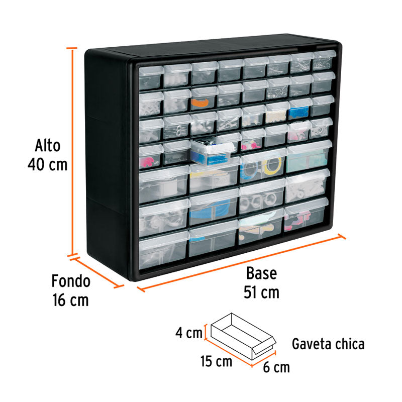 Organizador con 64 gavetas, 10895 Truper ORG 64