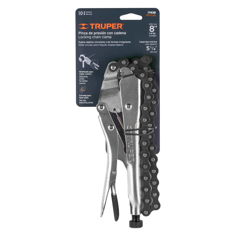 Pinza de presión de 8" de cadena, 17438 Truper PPT CAD