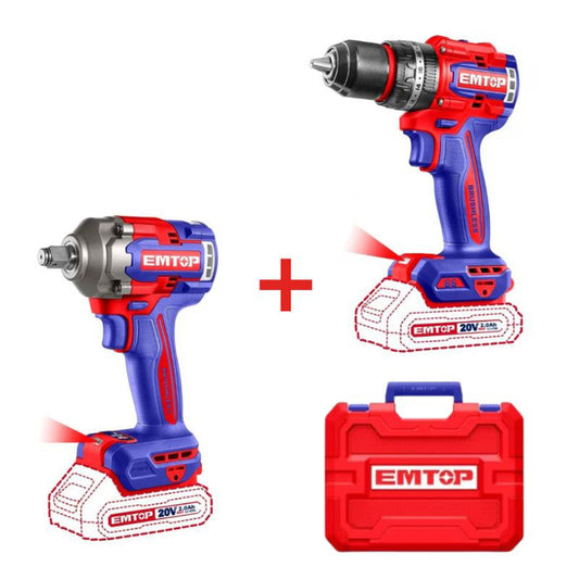 Kit taladro atornillador y llave de impacto, ULCKL20277 Emtop