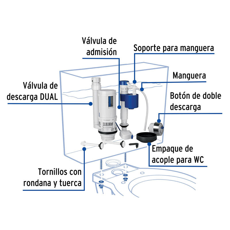 Juego de accesorios para WC, con sistema dual, 49605 Foset VW 256