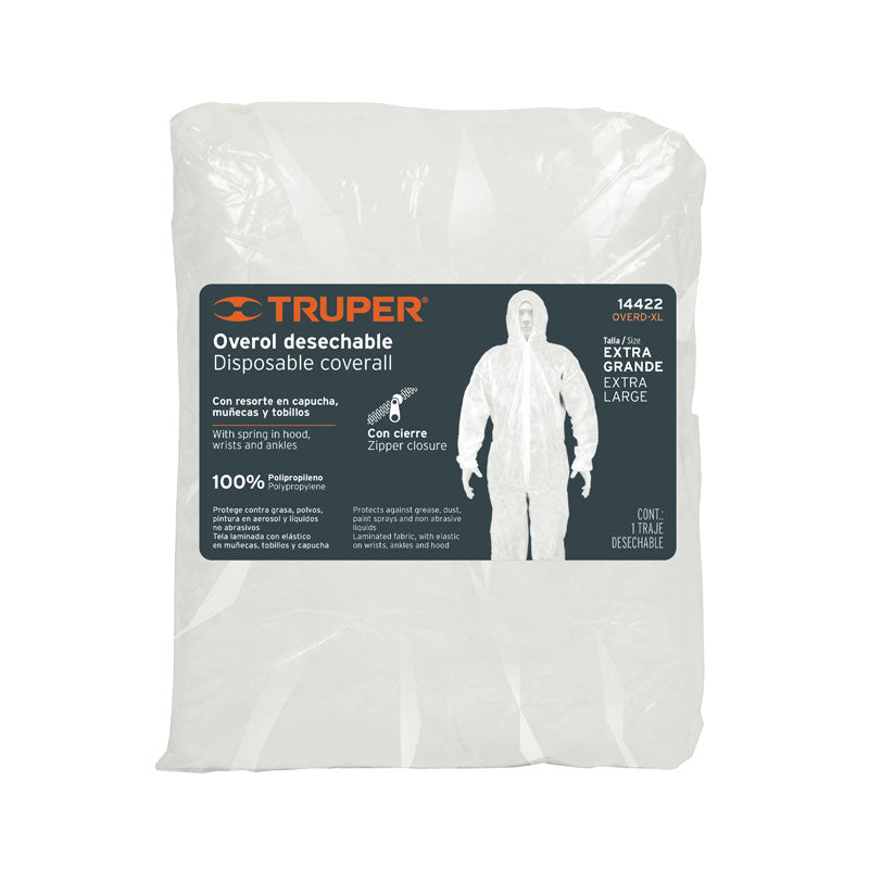 Overol desechable, talla extra grande, 14422 Truper OVERD XL