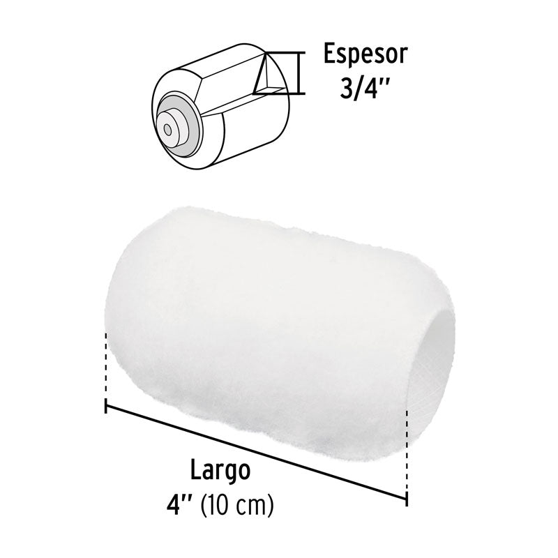Felpa para mini rodillo de 4" x 3/4" de poliéster,, 13897 Truper RROPI420P