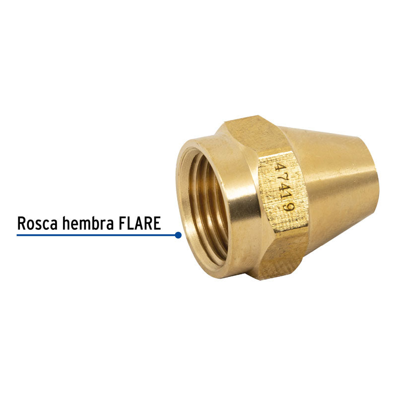 Tuerca cónica de latón de 3/8", 47419 Foset CLG 981