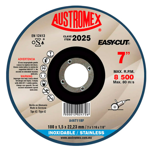 2025 Disco Corte C/Cazuela Inox. 7" X 1.5 Mm