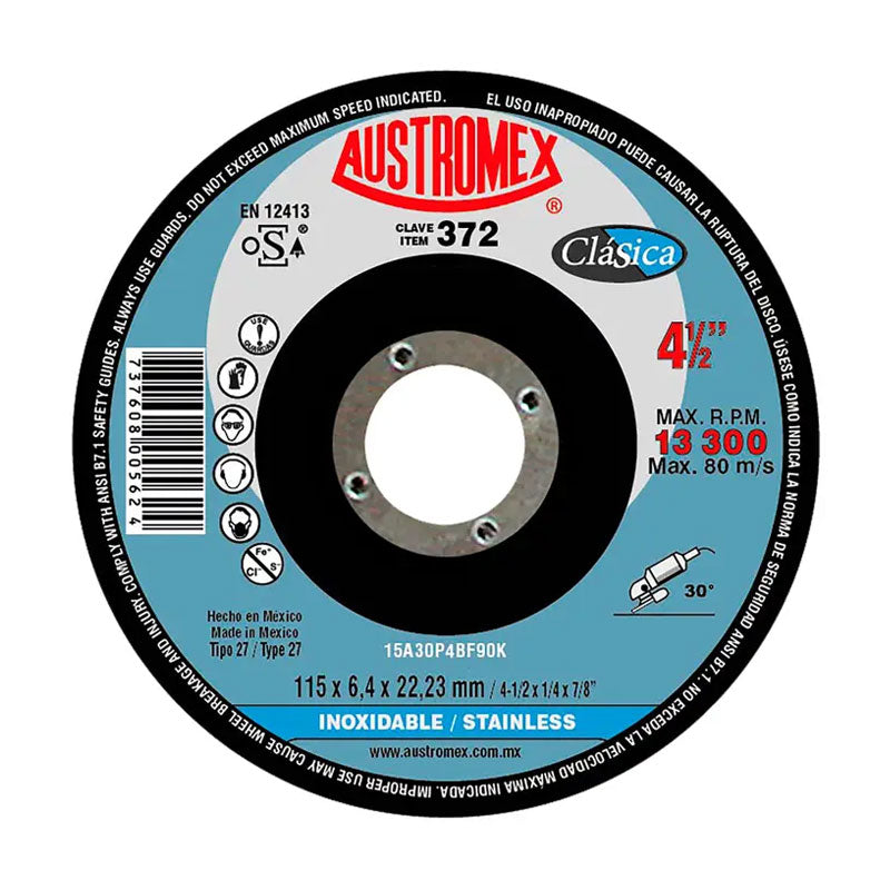 372 Disco Desbaste 4.1/2" X 1/4" X 7/8" Austromex