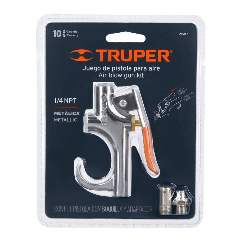 Pistola metálica para sopletear, cuerda de 1/4 NPT, 19023 Truper PISO1