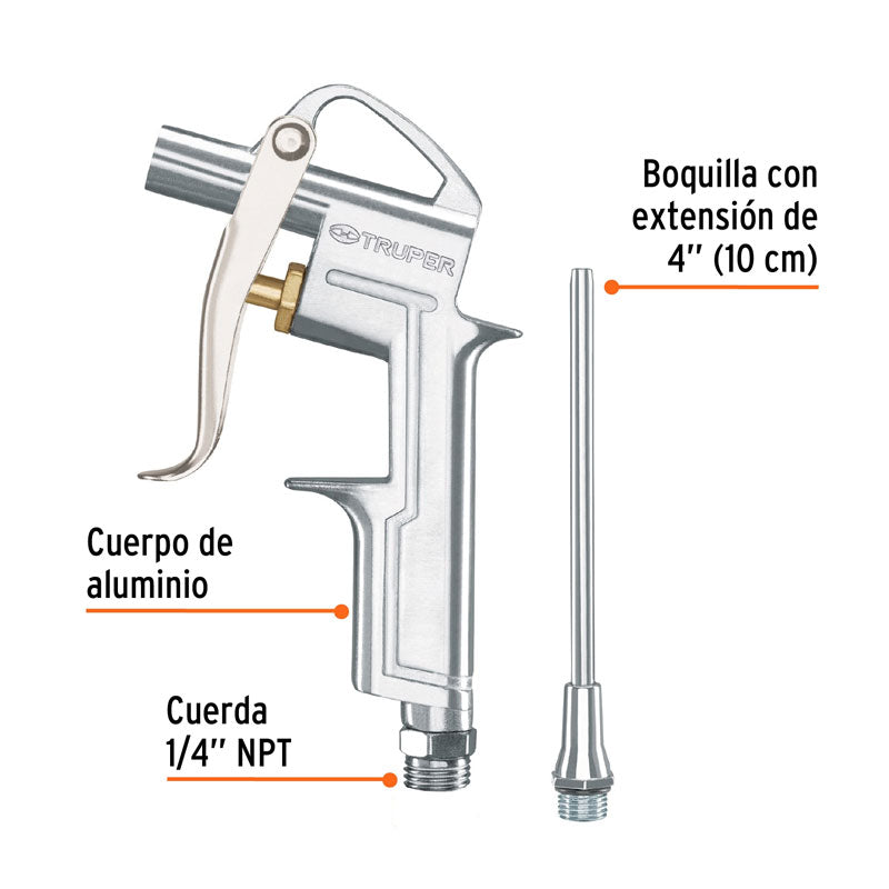 Pistola para sopletear con extensión de 4", 19235 Truper PISO695