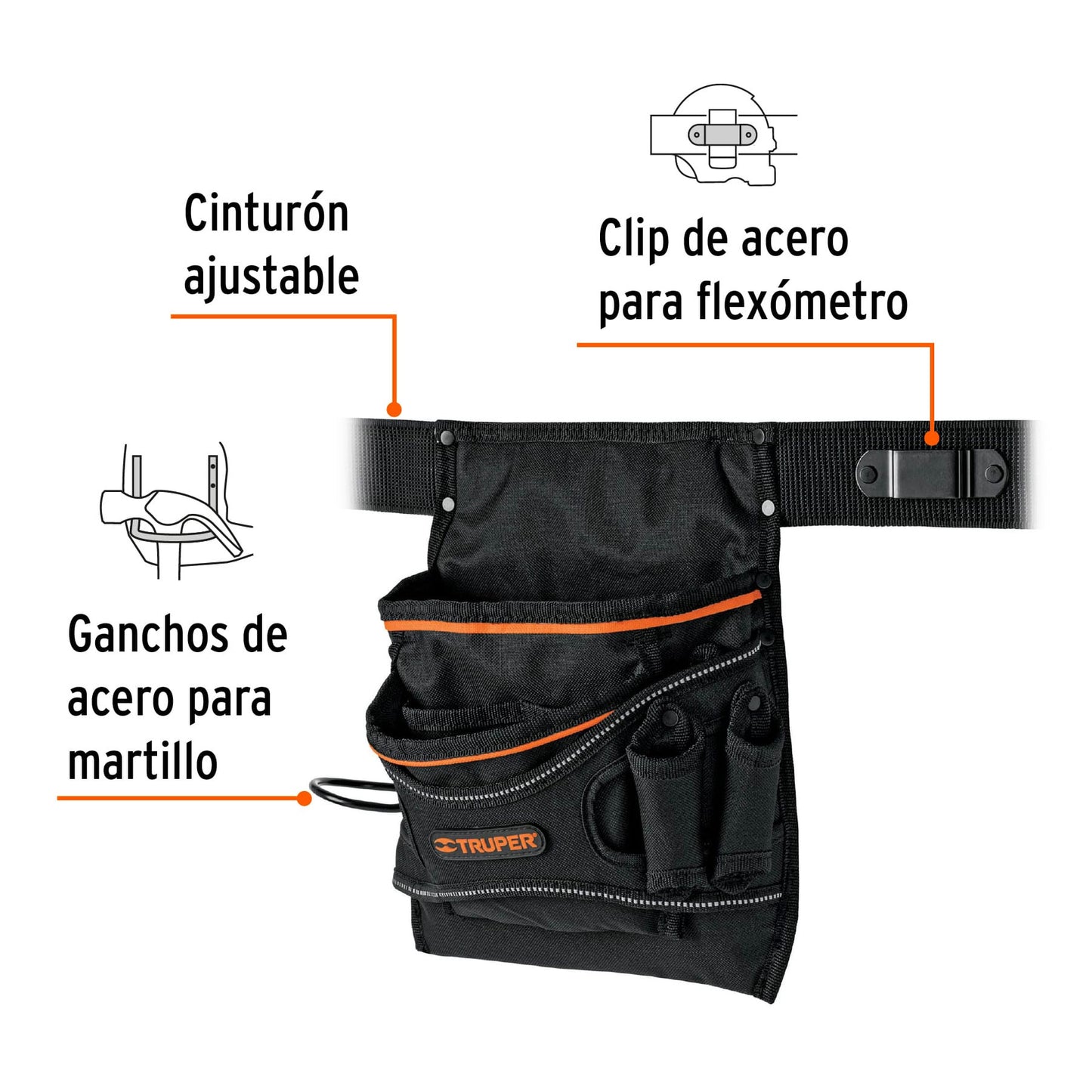 Porta herramientas de poliéster con 13 compartimentos, 15313 Truper POHE13N