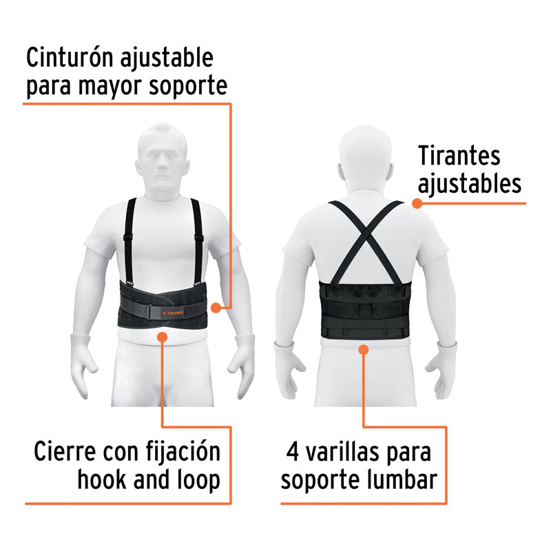 Faja lumbar con tercer cinturón, talla XG, 10956 Truper FAJAXLX