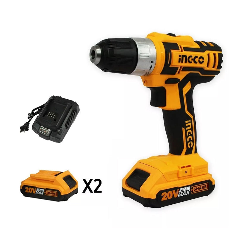 Taladro Inalámbrico De 3/8" De 20V Con 2 Baterías, Ucdli2002 Ingco