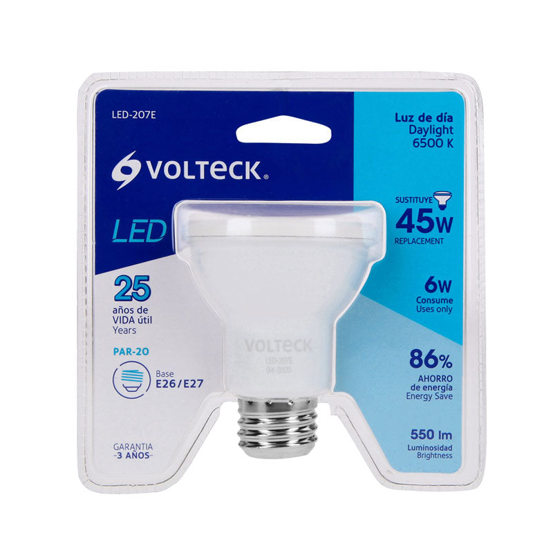 Lámpara LED de 6 W tipo PAR 20, luz de día, 46182 Volteck LED207E