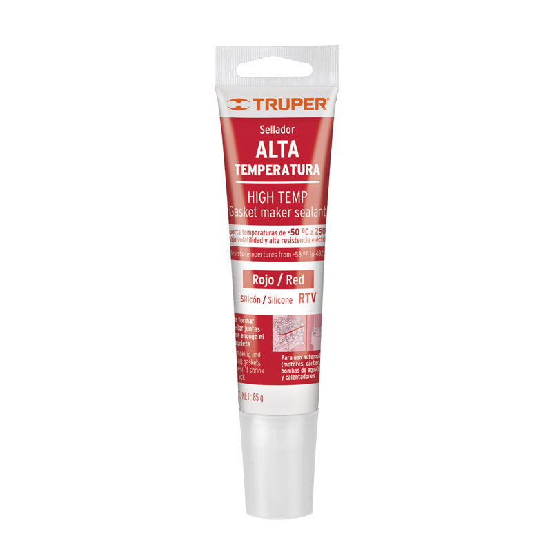 Sellador de silicón rojo para altas temperaturas de 85 g, 17566 Truper ALTER