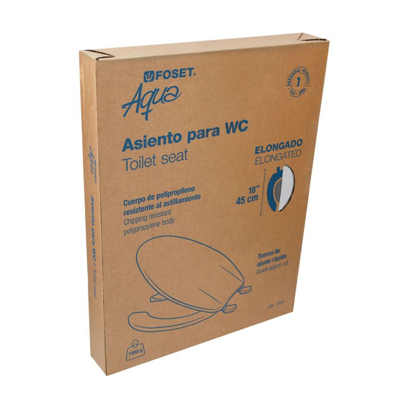 Asiento Alargado Para Wc, Abierto,Blanco, Foset - Tool Ferreterías / Ferretodo - Herramientas y material de construcción.