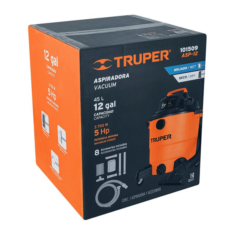Aspiradora De Sólidos Y Líquidos De 12 Gal, Plástica, Truper - Tool Ferreterías / Ferretodo - Herramientas y material de construcción.