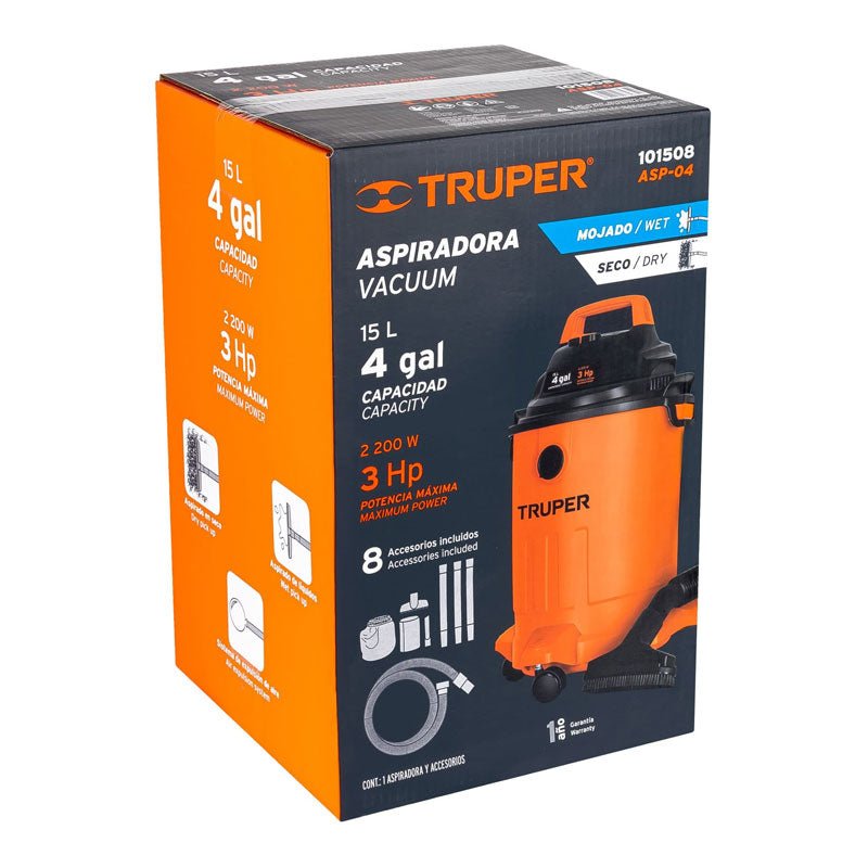 Aspiradora De Sólidos Y Líquidos De 4 Gal, Plástica, Truper - Tool Ferreterías / Ferretodo - Herramientas y material de construcción.