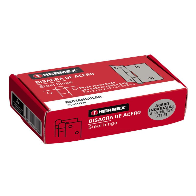 Bisagra Rectangular 3 1/2" Acero Inoxidable, Hermex - Tool Ferreterías / Ferretodo - Herramientas y material de construcción.