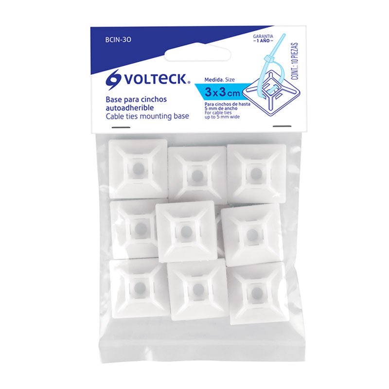 Bolsa con 10 bases autoadheribles de 3 x 3 cm para cinchos, 49971 Truper BCIN30 - Tool Ferreterías / Ferretodo - Herramientas y material de construcción.