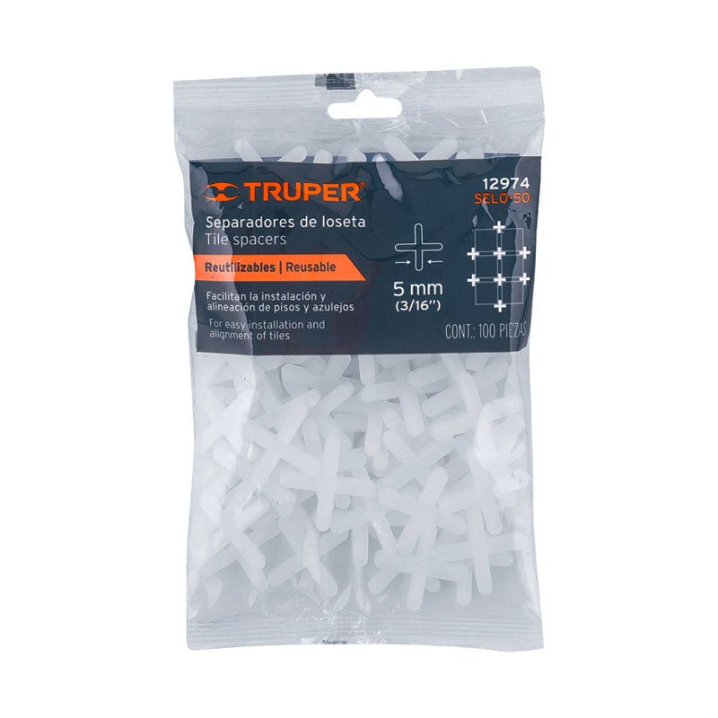 Bolsa Con 100 Separadores De 5 Mm De Losetas, Truper - Tool Ferreterías / Ferretodo - Herramientas y material de construcción.