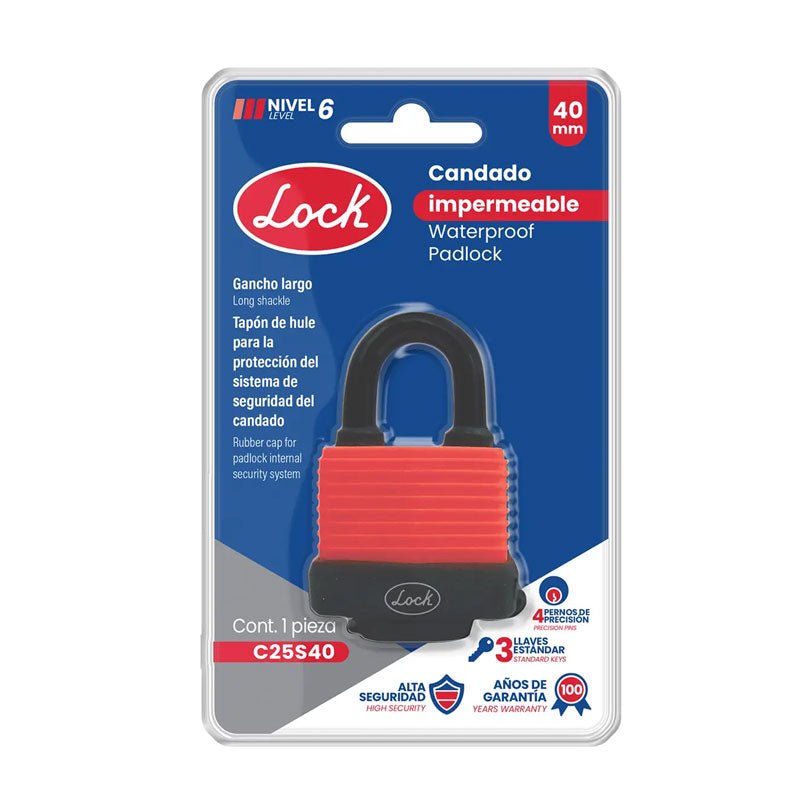 C25s40 candado impermeable corto 40 mm lock - Tool Ferreterías / Ferretodo - Herramientas y material de construcción.