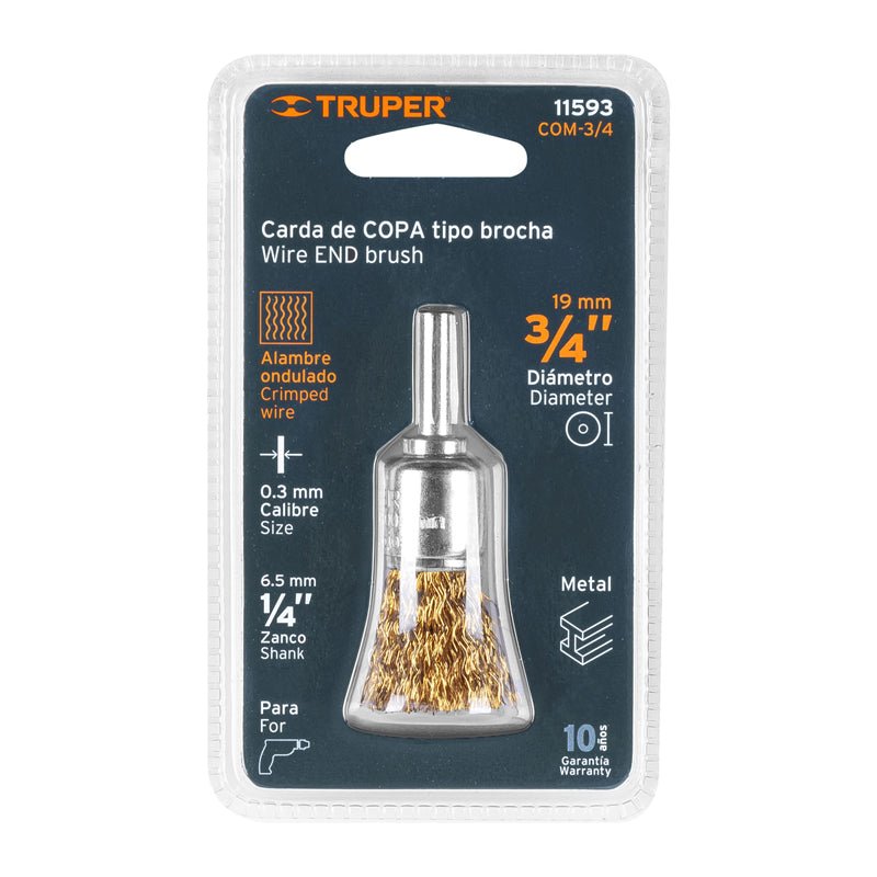 Carda De Copa De 3/4" Con Alambre Grueso, Com3/4 Truper 11593 - Tool Ferreterías / Ferretodo - Herramientas y material de construcción.