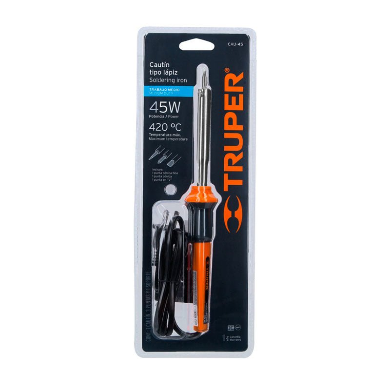 Cautín 45 W Tipo Lápiz Para Trabajo Medio, Truper - Tool Ferreterías / Ferretodo - Herramientas y material de construcción.