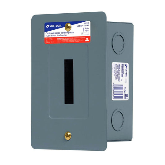 Centro De Carga Empotrable, 1 Polo, Volteck - Tool Ferreterías / Ferretodo - Herramientas y material de construcción.