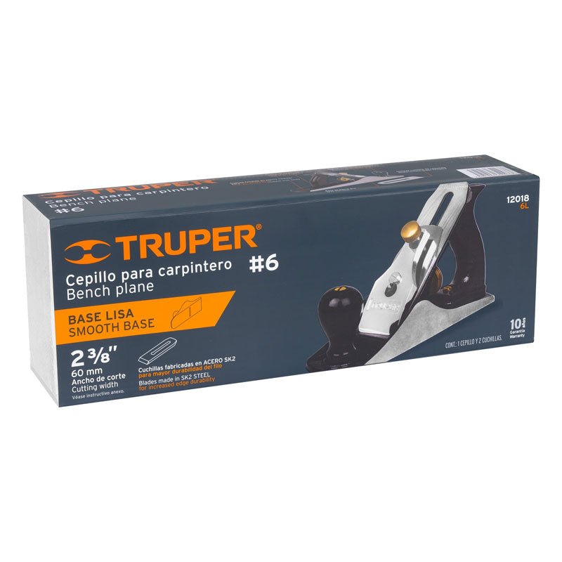 Cepillo para carpintero #6 con base lisa, 12018 Truper 6L - Tool Ferreterías / Ferretodo - Herramientas y material de construcción.