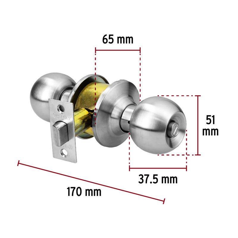 Cerradura Tipo Esfera Para Baño, Cromo Mate, Hermex - Tool Ferreterías / Ferretodo - Herramientas y material de construcción.