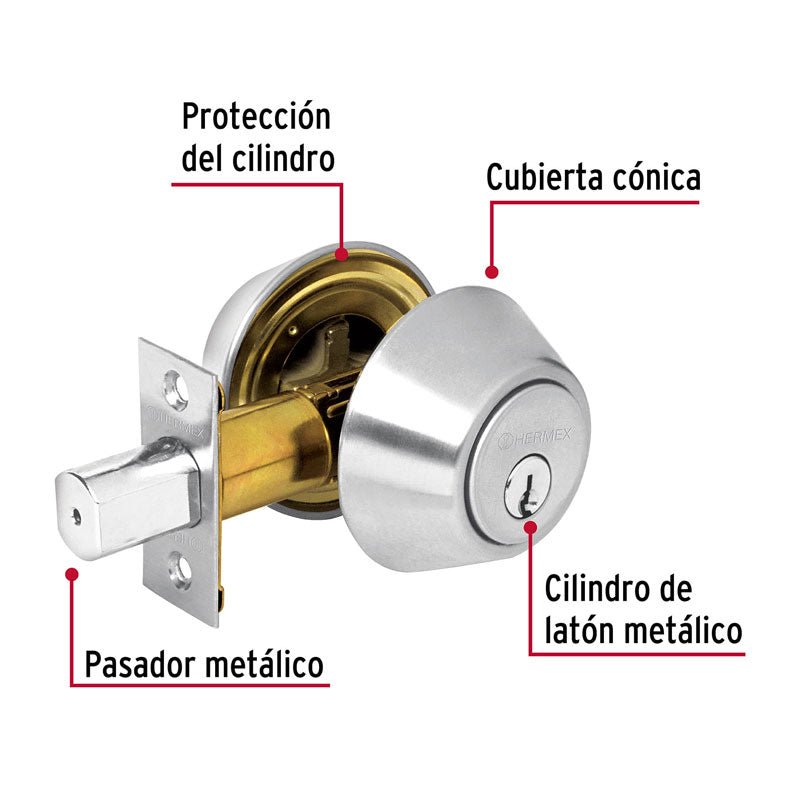 Cerrojo llave llave cromo mate, llave tradicional, 23611 Hermex CERO 32P - Tool Ferreterías / Ferretodo - Herramientas y material de construcción.