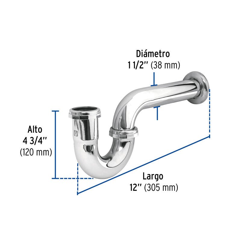 Céspol de 1 1/2", sin contra, latón cromo, para fregadero, 49336 Foset CE 209 - Tool Ferreterías / Ferretodo - Herramientas y material de construcción.