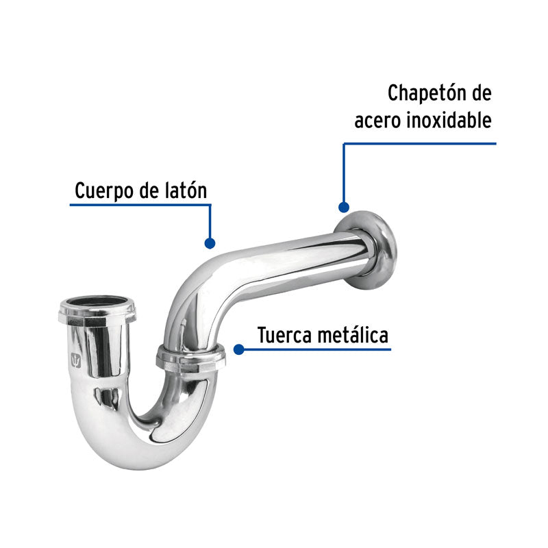 Céspol de 1 1/2", sin contra, latón cromo, para fregadero, 49336 Foset CE 209 - Tool Ferreterías / Ferretodo - Herramientas y material de construcción.