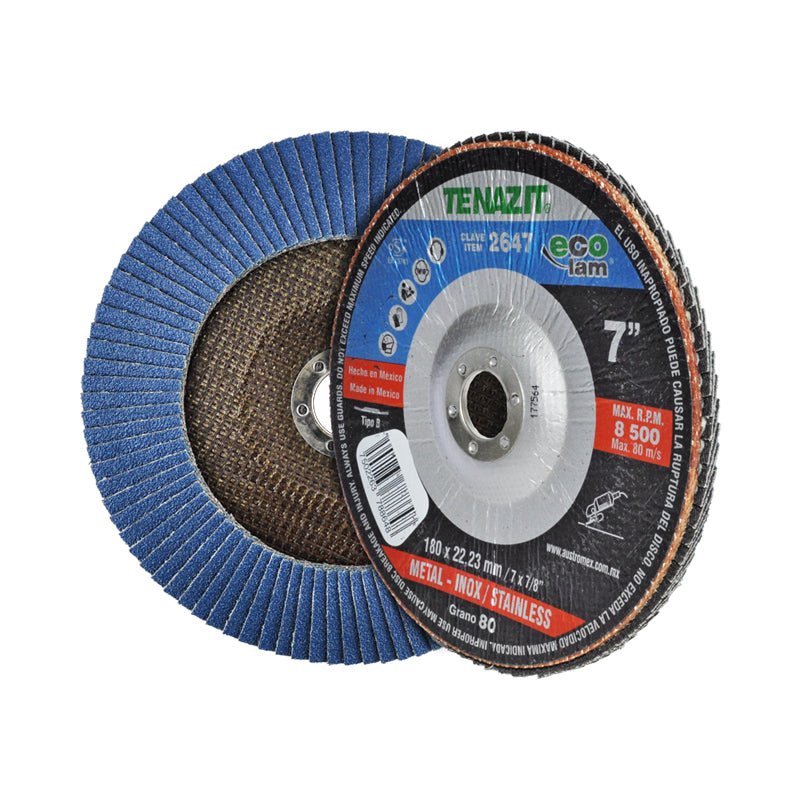Disco laminado para desbaste de 7" x 7/8", grano 80, 2647 Tenazit - Tool Ferreterías / Ferretodo - Herramientas y material de construcción.