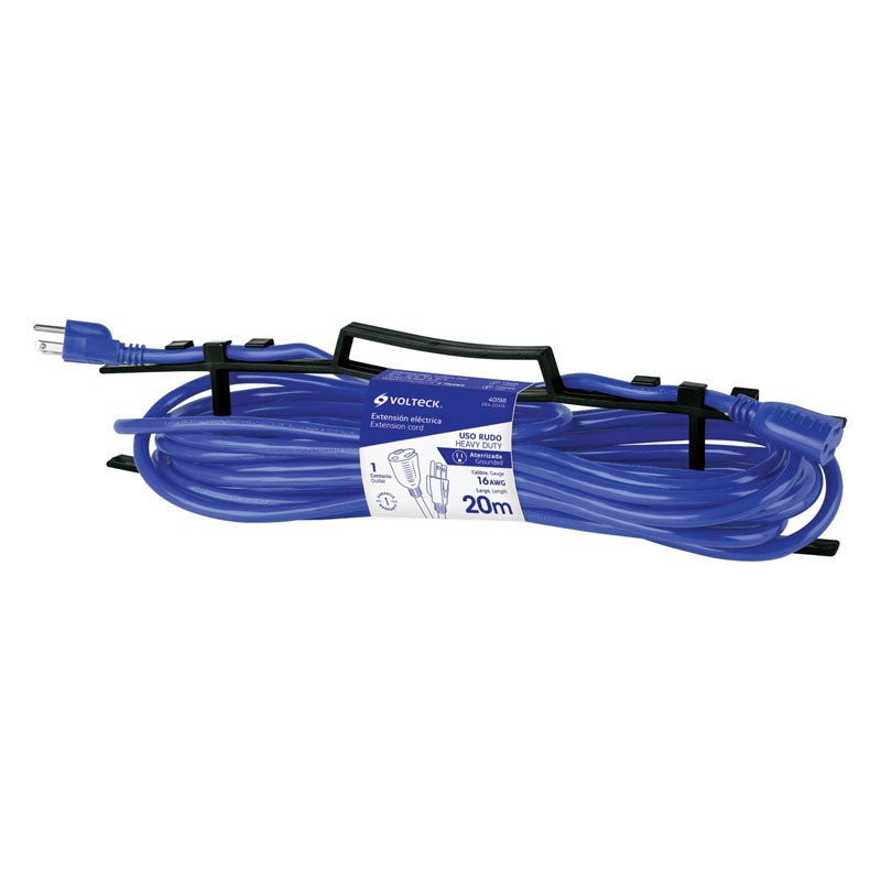 Extensión De Uso Rudo Aterrizada 20 M Calibre 16, Volteck - Tool Ferreterías / Ferretodo - Herramientas y material de construcción.