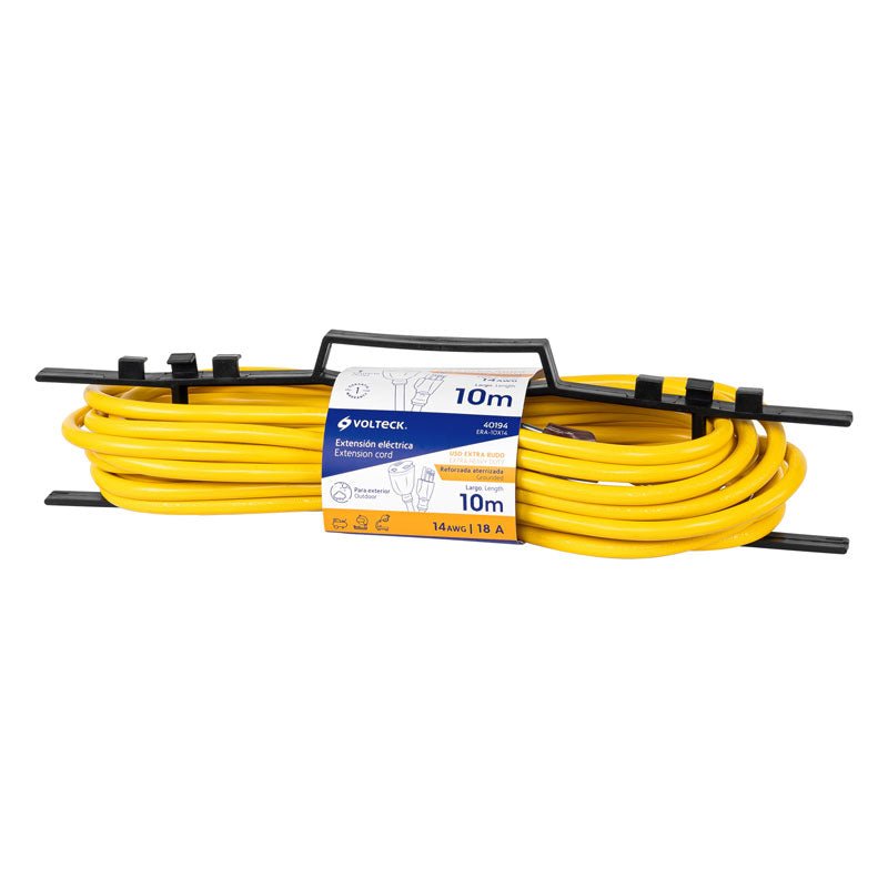 Extensión Reforzada Aterrizada 10 M Calibre 14, Volteck - Tool Ferreterías / Ferretodo - Herramientas y material de construcción.