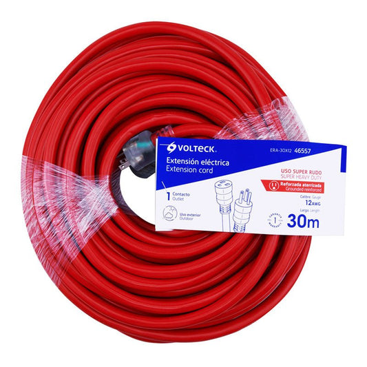 Extensión Reforzada Aterrizada 30 M 3X12 Awg, Volteck - Tool Ferreterías / Ferretodo - Herramientas y material de construcción.