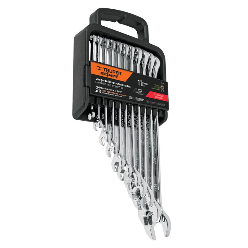 Juego de 11 llaves combinadas extralargas pulidas std, 15780 Truper Expert JC 11P - Tool Ferreterías / Ferretodo - Herramientas y material de construcción.
