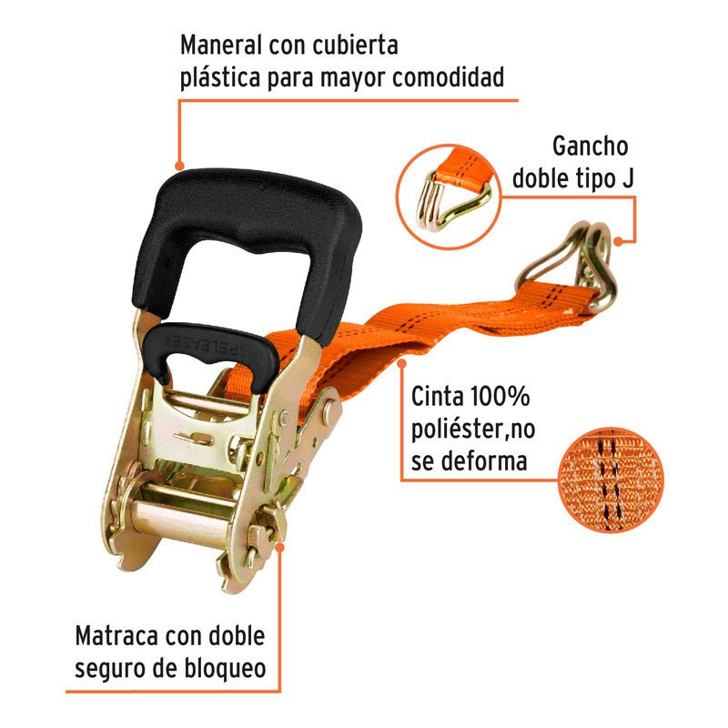 Sujetador con matraca carga máxima de 2250 kg, 19283 Truper SU2250C - Tool Ferreterías / Ferretodo - Herramientas y material de construcción.