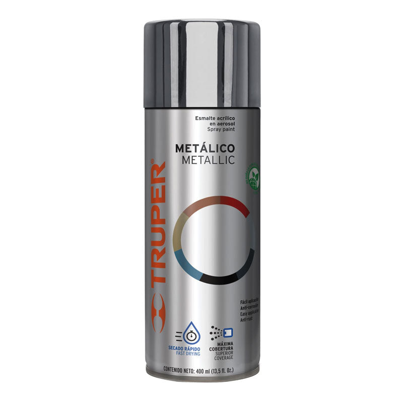 Pintura En Aerosol, Plata Metálico, Bote Tradicional, 400 Ml