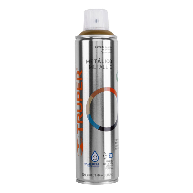 Pintura En Aerosol, Oro Metálico, Bote Esbelto, 400 Ml